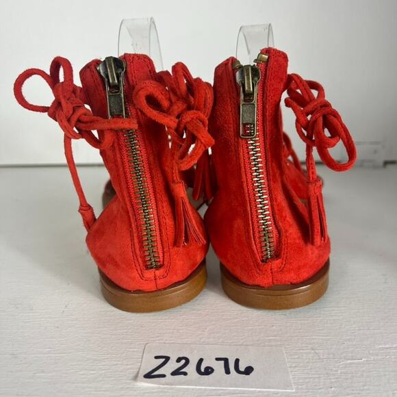 Madewell Sandals Women 9 Coral Bridget Lace Up Gladiator Suede Leather - Picture 5 of 10
